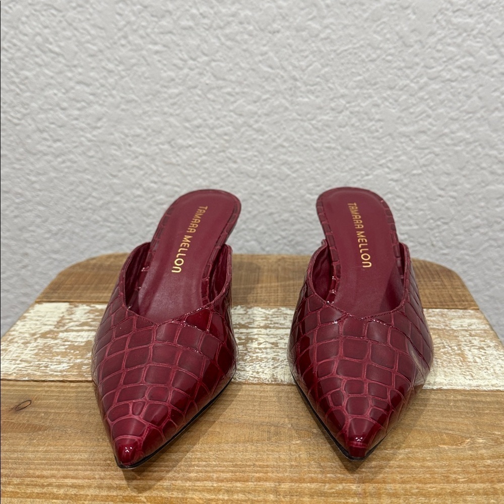 Tamara Mellon Red Croc Leather Mule Pump Size 6 — image 3 of 7